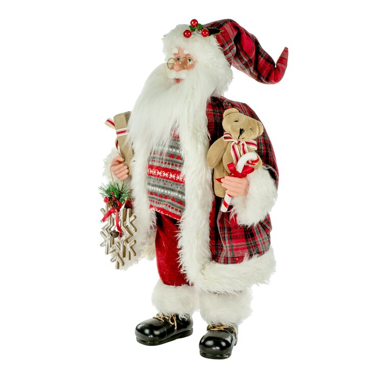 The Holiday Aisle® Festive Santa Claus Holding Snowflake and Teddy